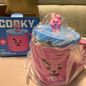 Miniso BTS jungkook JK Cooky Ceramic Cup with Blue Lid